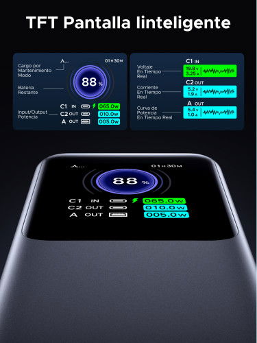 UGREEN Powerbank 35525B 25000mAh 200W Carga Rápida Gris