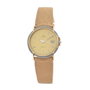 Tetra Reloj 113-C con Correa de Piel Marrón y Caja Dorada