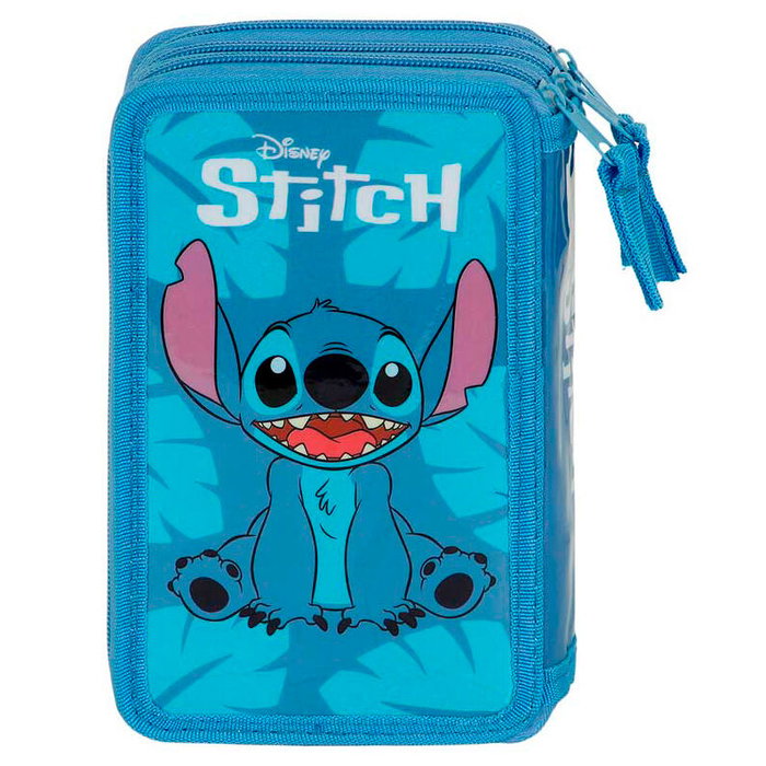 KARACTERMANIA Plumier Stitch Disney completo - Estuche escolar con 3 compartimentos, lápices y rotuladores
