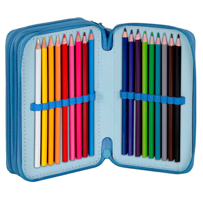 KARACTERMANIA Plumier Stitch Disney completo - Estuche escolar con 3 compartimentos, lápices y rotuladores