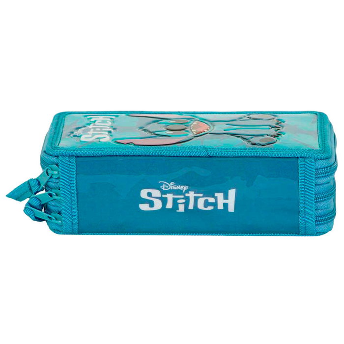 KARACTERMANIA Plumier Stitch Disney completo - Estuche escolar con 3 compartimentos, lápices y rotuladores