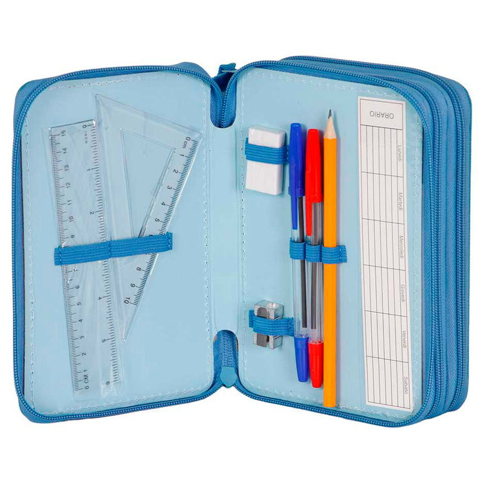 KARACTERMANIA Plumier Stitch Disney completo - Estuche escolar con 3 compartimentos, lápices y rotuladores