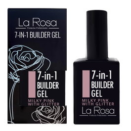 La Rosa Gel Constructor 7 en 1 Rosa Lechoso con Glitter 15 ml