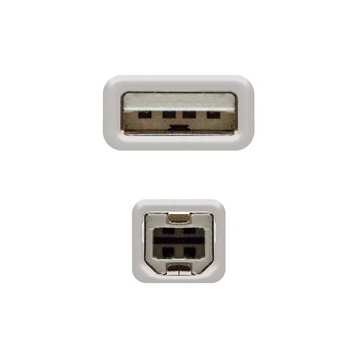 Nanocable 10.01.0102 Cable USB 2.0 Impresora, Conector USB A Macho a USB B Macho, Longitud 1 Metro, Color Beige