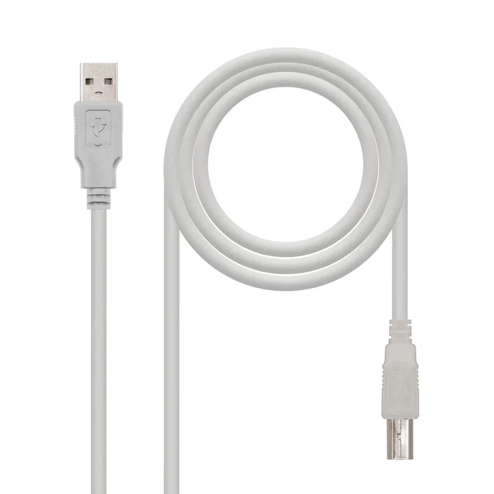 Nanocable 10.01.0102 Cable USB 2.0 Impresora, Conector USB A Macho a USB B Macho, Longitud 1 Metro, Color Beige