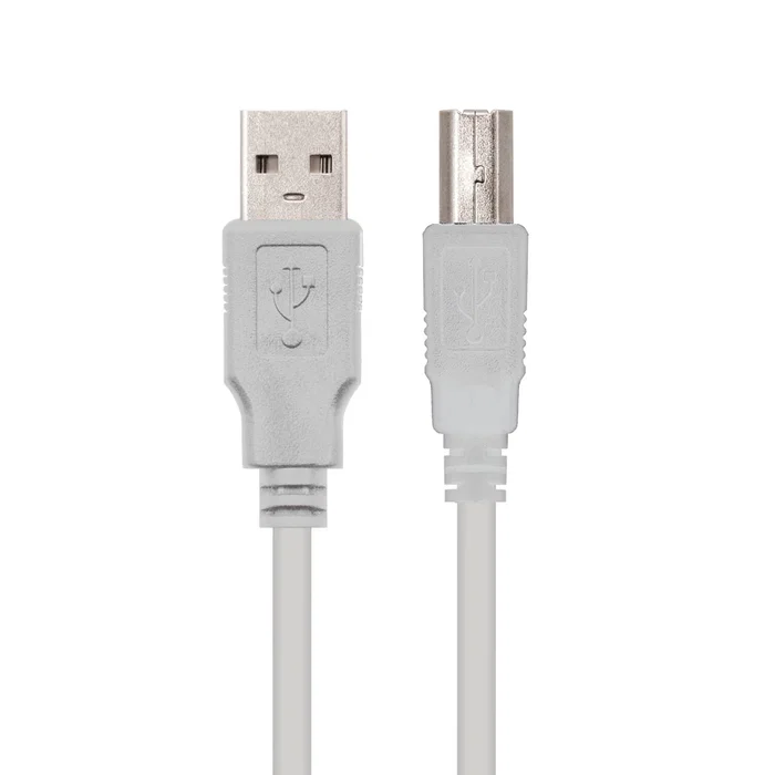 Nanocable 10.01.0102 Cable USB 2.0 Impresora, Conector USB A Macho a USB B Macho, Longitud 1 Metro, Color Beige
