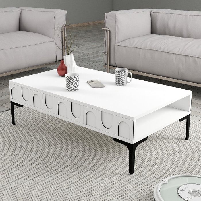 Hanah Home Mesa de Centro Lyon 32 105x60x32.6 cm Blanco y Negro