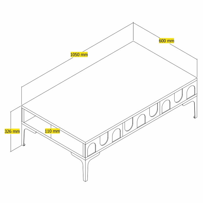 Hanah Home Mesa de Centro Lyon 32 105x60x32.6 cm Blanco y Negro