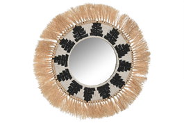 DKD Home Decor Espejo de Fibra de Rafia Natural 50x50 cm