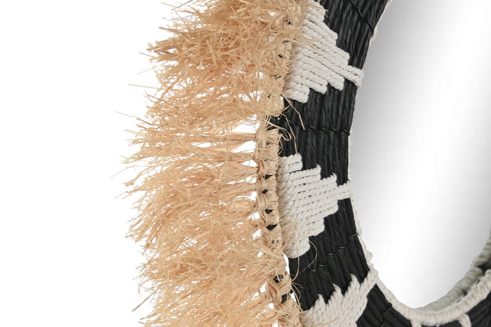 DKD Home Decor Espejo de Fibra de Rafia Natural 50x50 cm