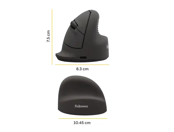 Fellowes Breyta Ratón Ergonómico Vertical Mediano para Diestros, Negro