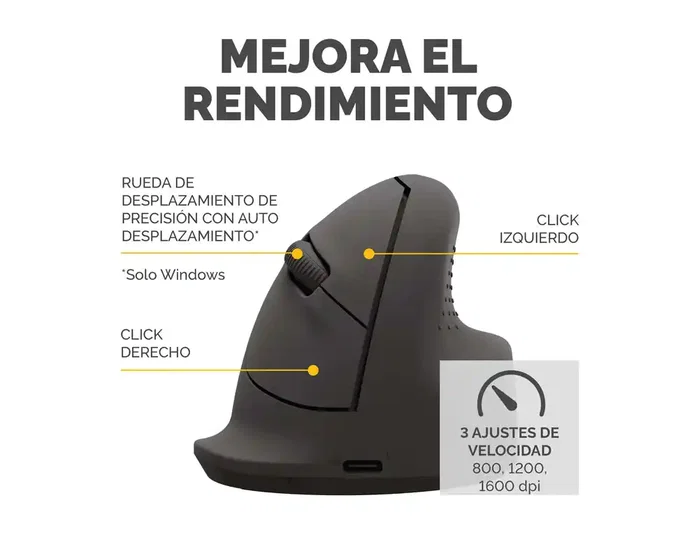Fellowes Breyta Ratón Ergonómico Vertical Mediano para Diestros, Negro