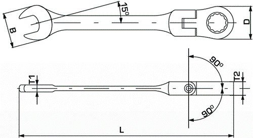 PROLINE Llave plana-estriada con trinquete y junta 13mm