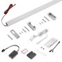 Emuca Kit de barra para armario Luxe, tira LED 4,5x8 Neonlynx V, sensor de movimiento RF Smart y convertidor Smart (24V DC), longitud 1.150mm, Luz blanca cálida 2.700K, Plástico y Aluminio, Anodizado mate