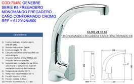Genebre Grifo K8 Monomando Fregadero con Conformado