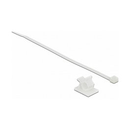 DeLOCK Abrazadera para Cables 25 x 18 mm con Brida 200 x 3.6 mm, Nylon Blanco, Pack de 10 Unidades, Referencia 18877