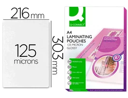 Q-connect Bolsa de plastificar 303 x 216 mm 125 mc DIN A4, Caja de 100 unidades