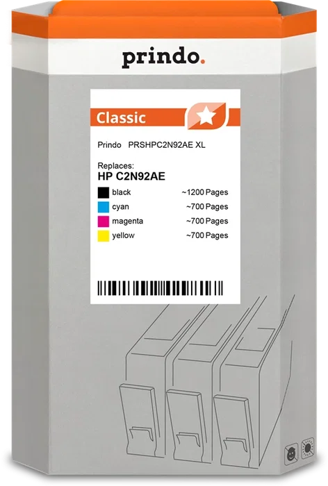 Prindo Multipack de Tintas Classic XL Negro, Cian, Magenta y Amarillo Prindo Multipack de Tintas Classic XL Negro, Cian, Magenta y Amarillo