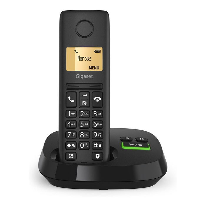Gigaset PURE 100 AM - Teléfono Inalámbrico DECT/Analógico con Contestador Automático, Altavoz, Libreta de 50 Contactos, Negro - Int. Ware