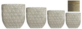 DKD Home Decor Set de 3 Maceteros de Cerámica Vidriada Blanco Roto