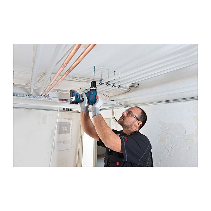 Bosch Taladro Percutor Atornillador Profesional GSB 18V-65, 18V (Akku-Schlagbohrschrauber), sin Batería ni Cargador, en L-BOXX, Azul