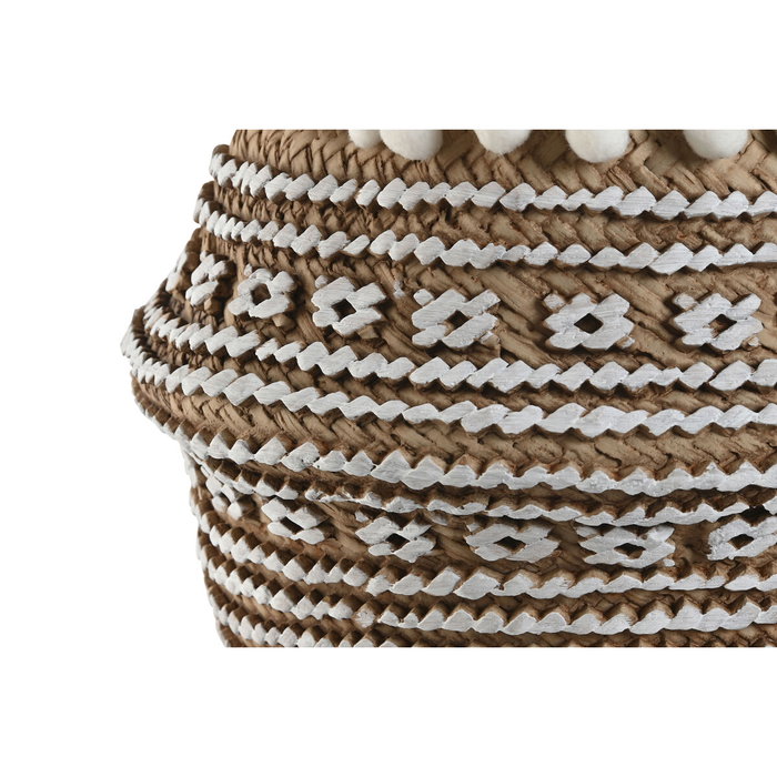 DKD Home Decor Macetero de Cemento con Pompones Marrón 25x25x18 cm DKD Home Decor Macetero de Cemento con Pompones Marrón 25x25x18 cm