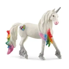 Schleich Semental Unicornio Arcoíris Macho 70725 Figura de Colección Caballo Mágico Bayala
