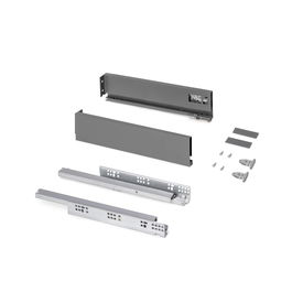 Emuca Cajón exterior Protone 30kg con guías de extracción total y cierre suave, Altura 93mm, profundidad 400mm, Acero, Gris antracita