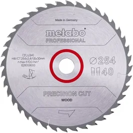 Metabo Hoja de sierra circular Precision Cut Wood HW/CT 254x30, 40 WZ 20°