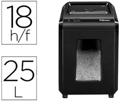 Fellowes 92CS Destructora de Documentos, Capacidad 18 Hojas, Partículas, Seguridad P-4, Papelera 25 L, Destruye Grapas, Clips, CDs