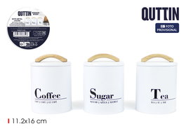 Quttin Bote Metal Cocina Asa Madera 11,1 cm (ancho) x 15,2 cm (alto) x 11,1 cm (largo) (12 Unidades)