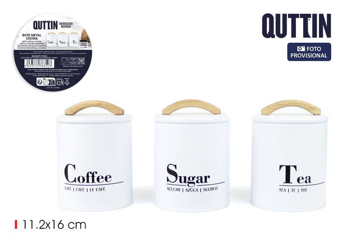 Quttin Bote Metal Cocina Asa Madera 11,1 cm (ancho) x 15,2 cm (alto) x 11,1 cm (largo) (12 Unidades) Quttin Bote Metal Cocina Asa Madera 11,1 cm (ancho) x 15,2 cm (alto) x 11,1 cm (largo) (12 Unidades)