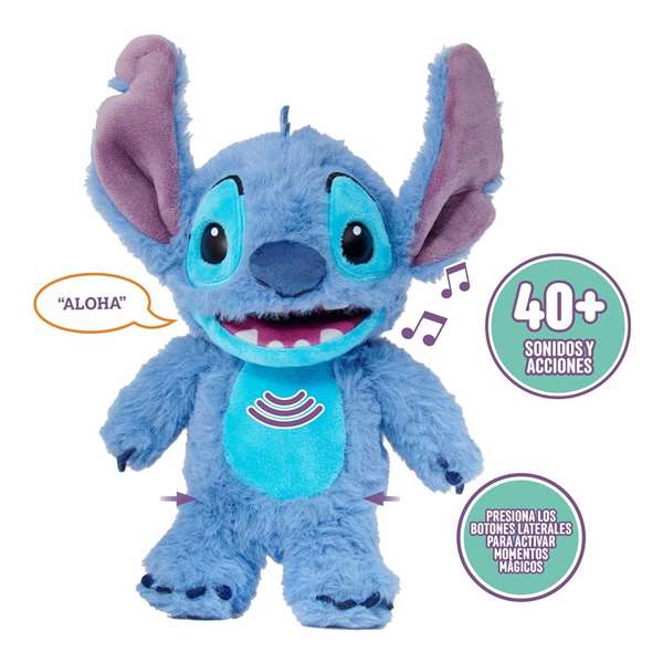 Famosa Peluche Disney Stitch Palm 18 cm con movimientos y sonidos