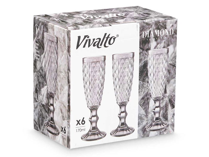 Vivalto Copa Cava Diamante Gris 170 ml 7x20x7 cm (Set de 24)