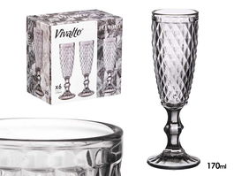 Vivalto Copa Cava Diamante Gris 170 ml 7x20x7 cm (Set de 24)