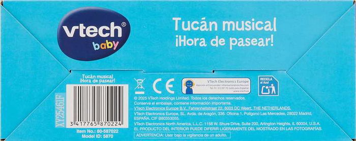 VTech Tucán Musical de Felpa Hora de Pasear con Luces, Canciones, Melodías, Sonidos y Frases Divertidas para Bebés 3-36 Meses VTech Tucán Musical de Felpa Hora de Pasear con Luces, Canciones, Melodías, Sonidos y Frases Divertidas para Bebés 3-36 Meses