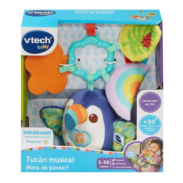 VTech Tucán Musical de Felpa Hora de Pasear con Luces, Canciones, Melodías, Sonidos y Frases Divertidas para Bebés 3-36 Meses VTech Tucán Musical de Felpa Hora de Pasear con Luces, Canciones, Melodías, Sonidos y Frases Divertidas para Bebés 3-36 Meses