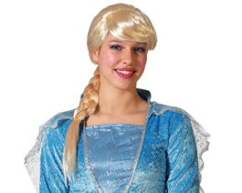Peluca con trenza rubia