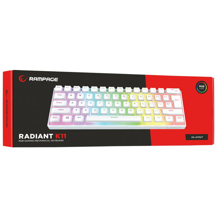 Rampage Radiant K11 Teclado Gaming Mecánico 60% RGB Blue Switch Blanco