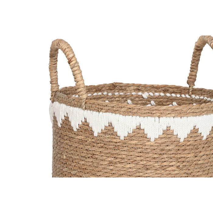DKD Home Decor Set de 3 Cestas de Seagrass y Algodón Natural