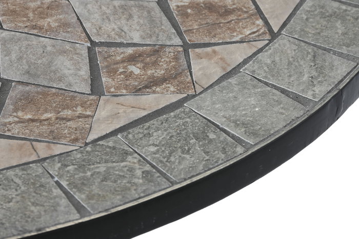 DKD Home Decor Mesa Terraza Y Jardin Negro Multicolor Metal Ceramica 80 x 80 x 76 cm