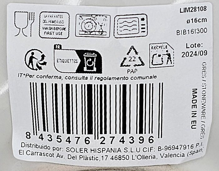 La Mediterranea Bol Limoi 16 cm Iberica Brillo (24 Unidades)