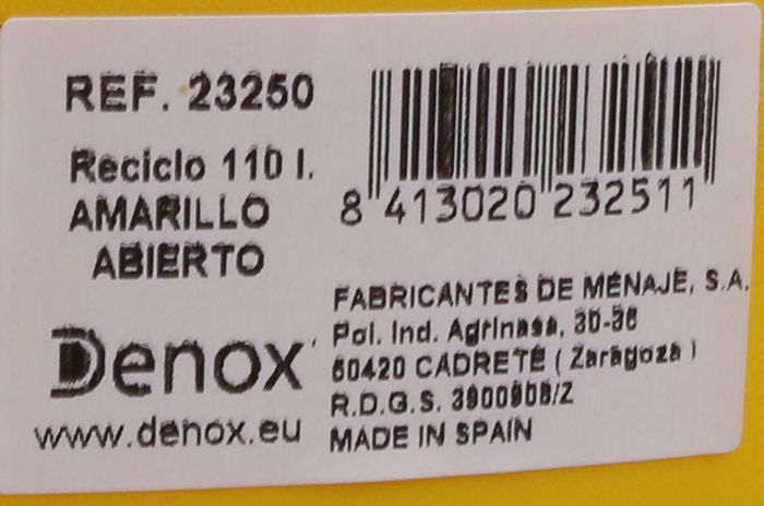 Denox Cubo Basura Reciclaje Abierto 110L Amarillo 41 x 58 x 89 cm (2 Unidades)