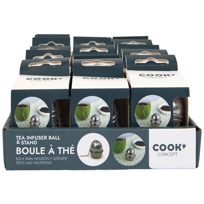 Cook Concept Infusor de Té con Soporte Anti-Goteo de Acero Inoxidable para Infusiones d.4,5 cm; h.5,5 cm Cook Concept Infusor de Té con Soporte Anti-Goteo de Acero Inoxidable para Infusiones d.4,5 cm; h.5,5 cm