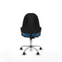 Silla de oficina Algarra con mecanismo Contacto permanente básico tapizada con Similpiel color Azul claro. Equipada con Base cromada, Brazos fijos y Ruedas de nailon 50 mm