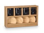 Kinvara - Set de 4 Tazas de Café de Cerámica Negra con Posavasos de Bambú, Incluye 4 Tazas (95 ml) y 4 Posavasos, Dimensiones 28.5 x 17.8 x 6.5 cm (Set de 12)