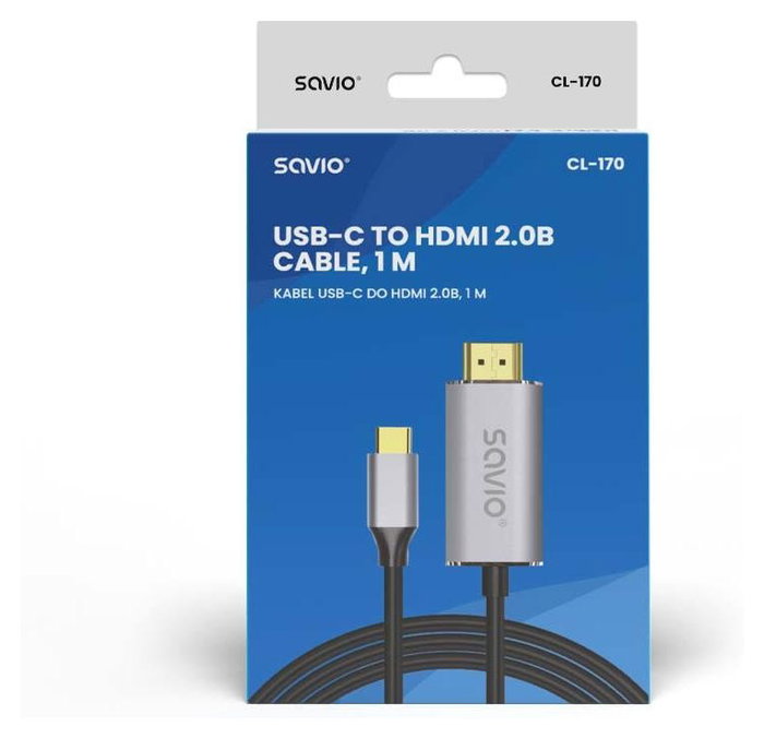 Savio CL-170 Cable USB-C a HDMI v2.0b, 1m, cobre