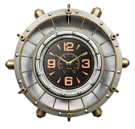 DKD Home Decor Reloj de Pared de Hierro Plateado 48x11x44,5 cm