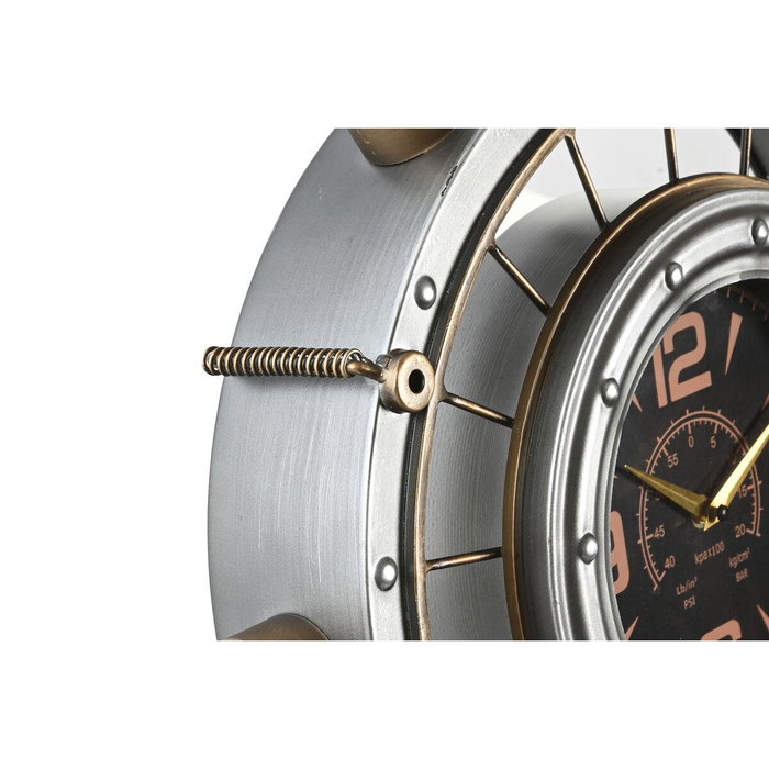 DKD Home Decor Reloj de Pared Vintage Bolai avion 25 Plateado Dorado 48 x 11 x 44.5 cm