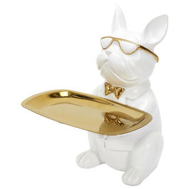 Home Deco Factory Galerie Vaciabolsillos Bulldog Blanco Escultura Decorativa 18x18x22 cm